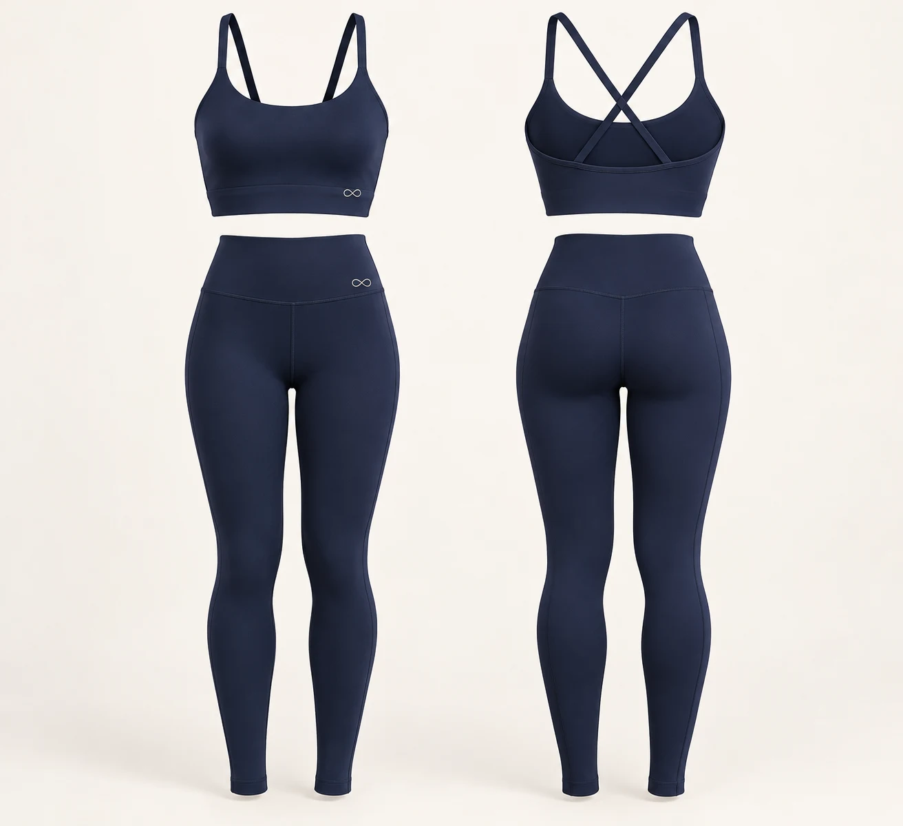 Balance Crossback Set — Midnight, Midnight, matching front and back views