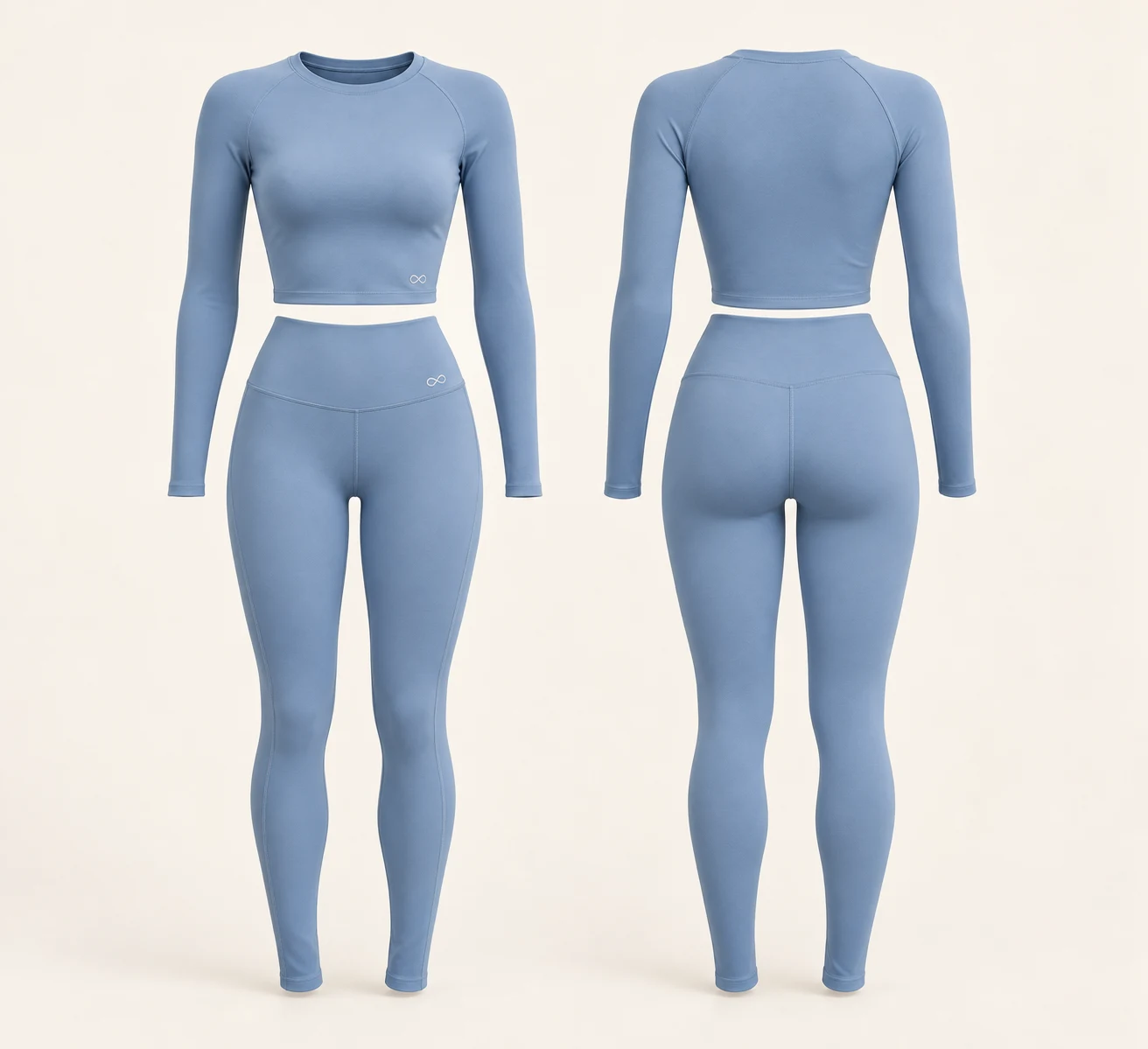 Restore Long Sleeve Set, Mist blue, matching front and back views